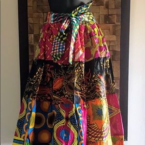 Ankara Print Patchwork Multicolor Full Skirt - M/L